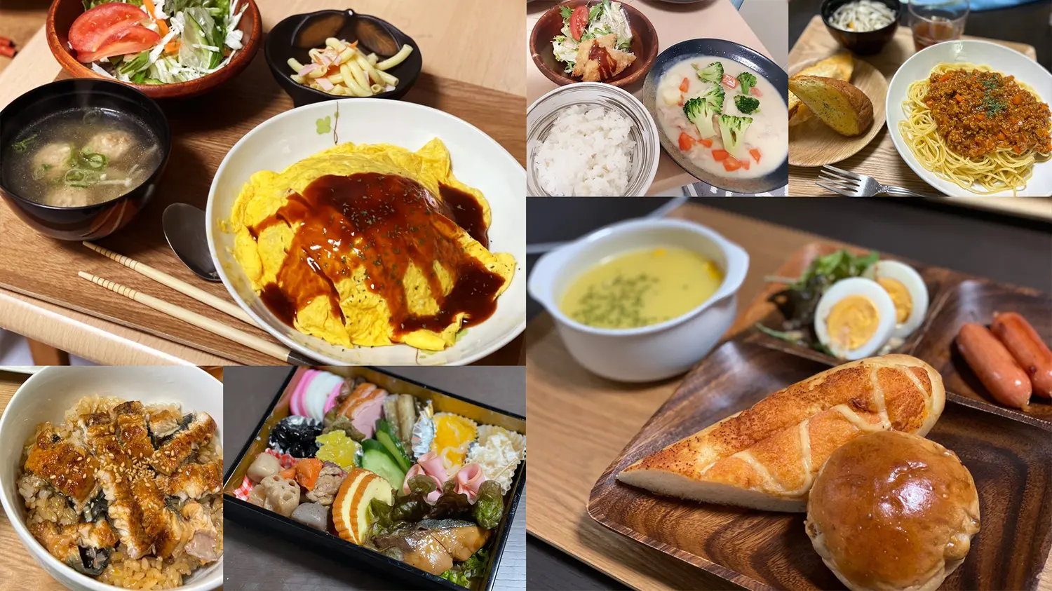 「喜連の郷」の食事例(うな丼・オムライス・シチュー他)